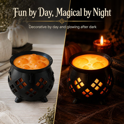⏳ Last Day 49% OFF – 🧙‍♀️ Glowing Witch’s Brew Cauldron Halloween Decor | Translucent Bubbling Potion Top with Flameless LED Tea Light Glow Effect ✨