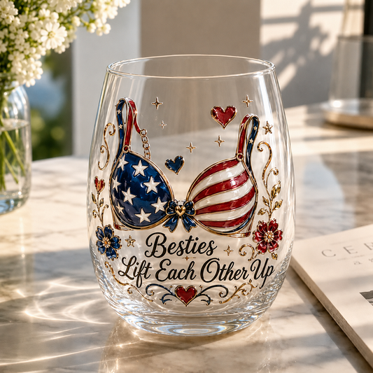 Besties Lift Each Other Up Glass Cup