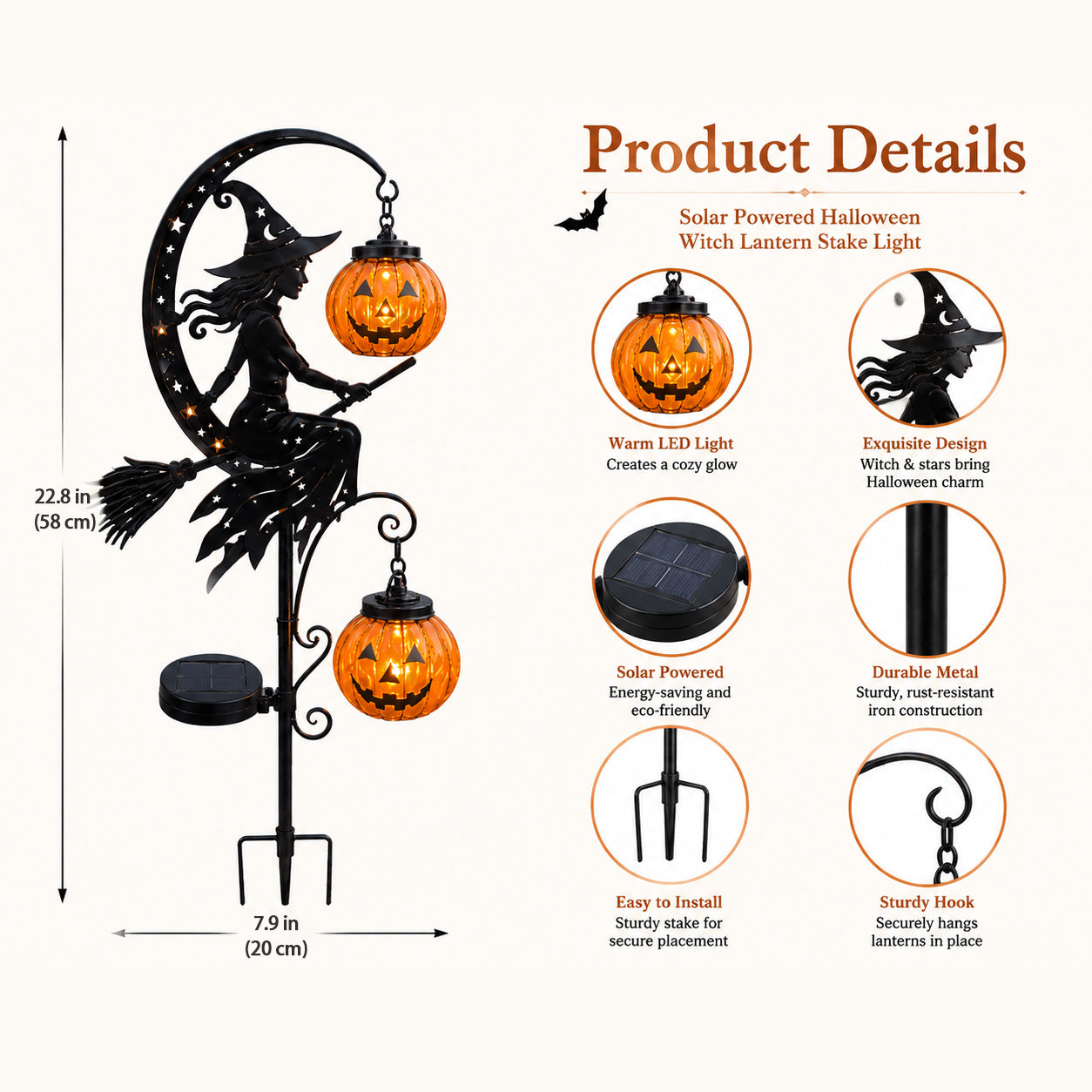 Halloween Witch Solar Garden Stake Light