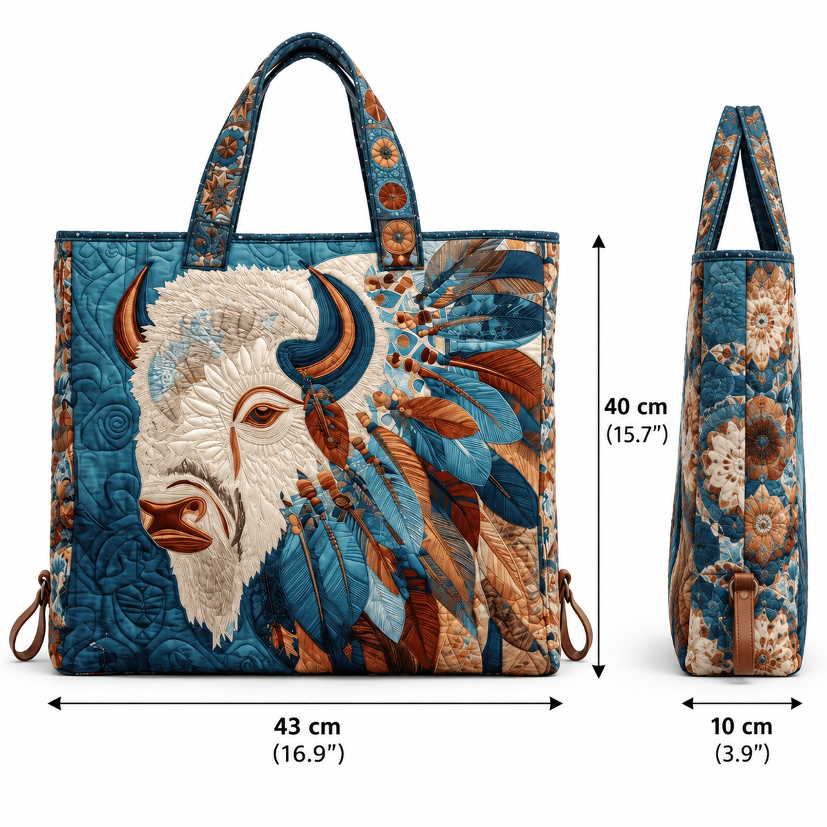 Western Motif Quilted Tote Bag – 5 Artistic Designs