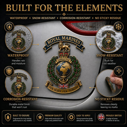 👑🌍 Royal Marines “Per Mare Per Terram” Tribute Metal Car Emblem