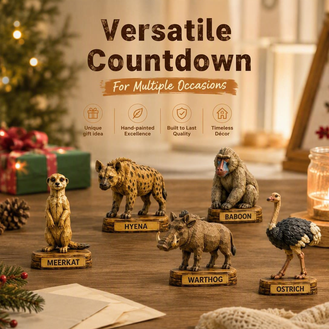Safari Animals Advent Calendar 2026 – 24 Wooden Animal Charms