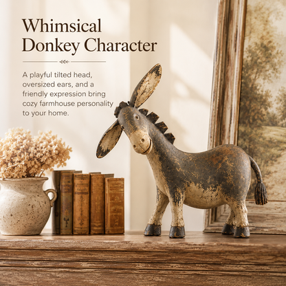 Rustic Donkey Figurine for Farmhouse Decor