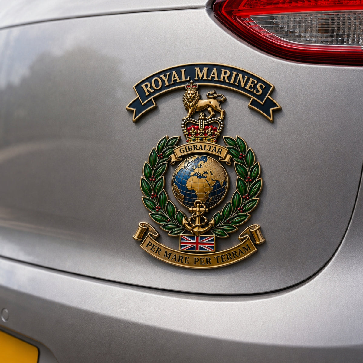 👑🌍 Royal Marines “Per Mare Per Terram” Tribute Metal Car Emblem