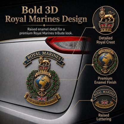👑🌍 Royal Marines “Per Mare Per Terram” Tribute Metal Car Emblem