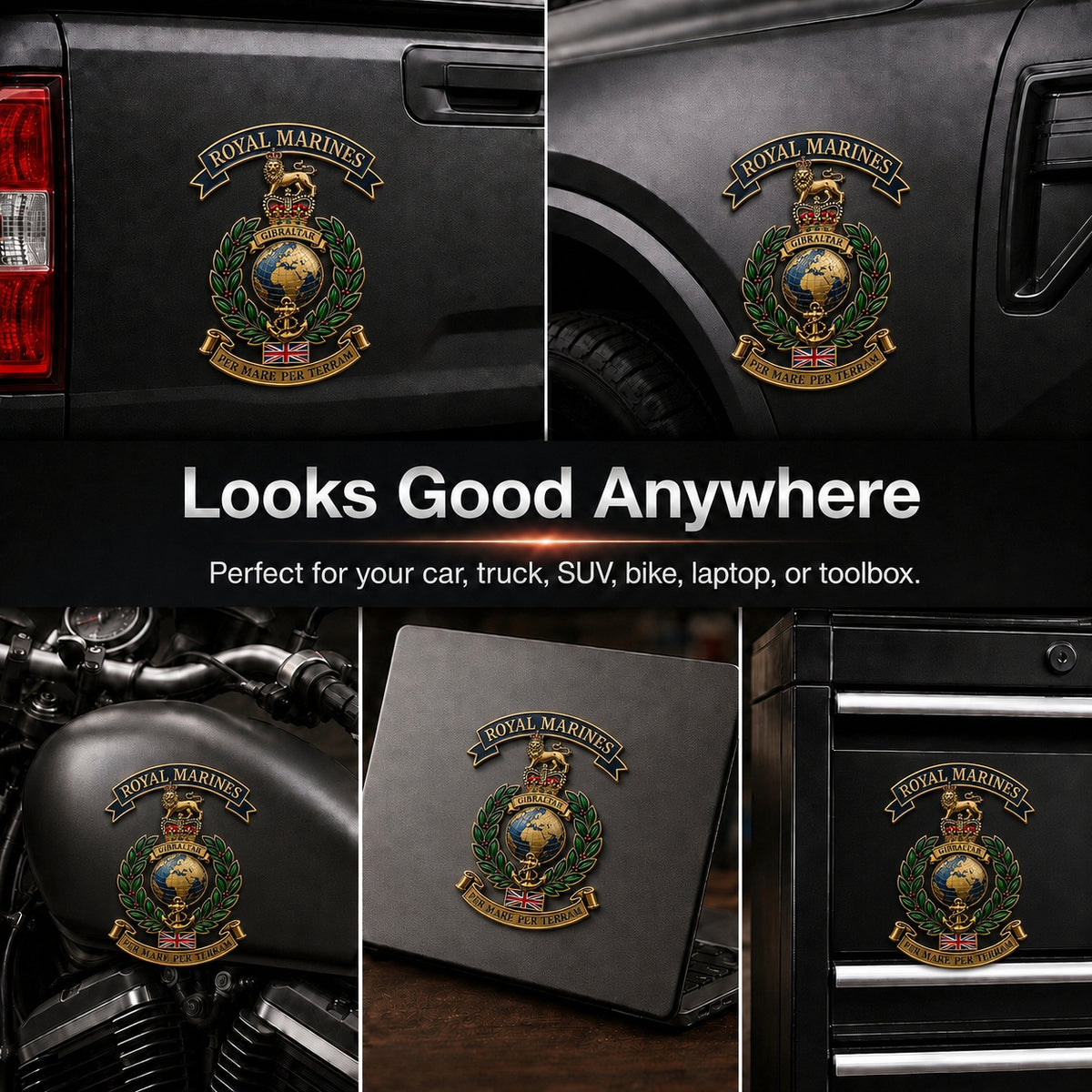 👑🌍 Royal Marines “Per Mare Per Terram” Tribute Metal Car Emblem