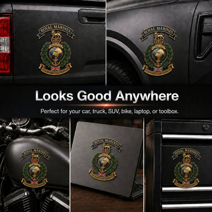 👑🌍 Royal Marines “Per Mare Per Terram” Tribute Metal Car Emblem