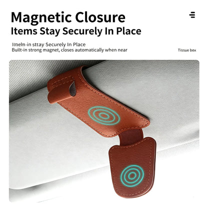 Magnetic Car Sun Visor Sunglasses Holder – Multi-Use Clip