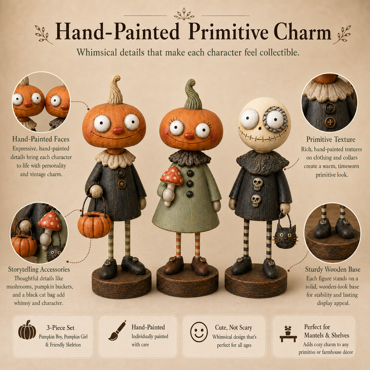 Halloween pumpkin friends tabletop decoration