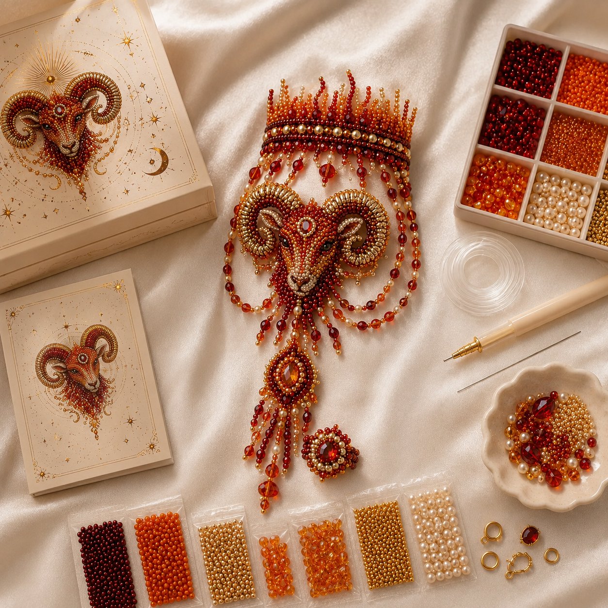 🔥 LAST DAY 49% OFF – ✨ Zodiac DIY Beaded Hand Bracelet Kit | Create Celestial Wearable Art with Seed Beads, Pearl-Style Accents & Crystal Details ♈🌙💎