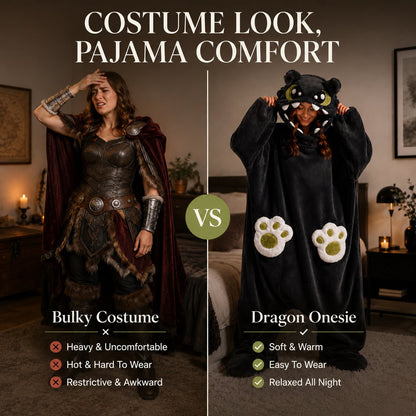 Cozy Dragon Hooded Onesie — Unisex Fantasy Pajamas & Costume ✨