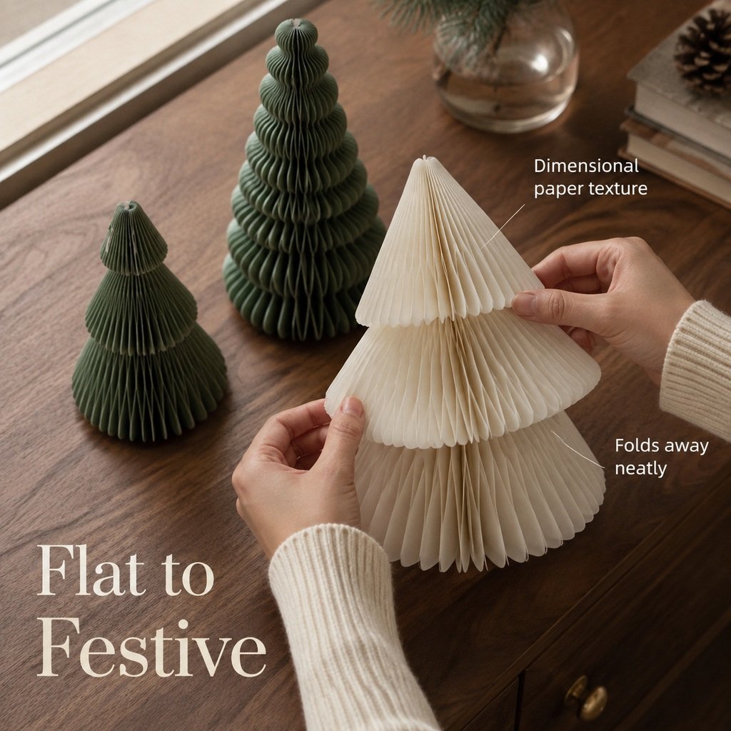 Fold-Flat Honeycomb Christmas Tree Sets