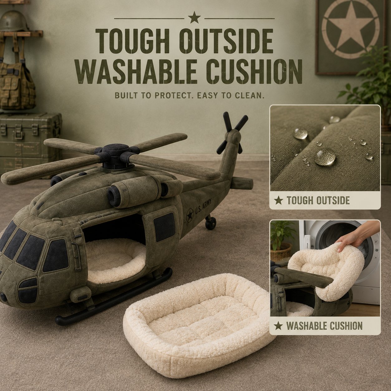 Military Vehicle Shaped Dog Bed