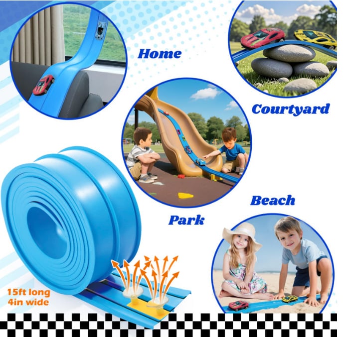 🔥Flex Tracks 15Ft for Kids, STEM Flexible Race Car Ramp Track