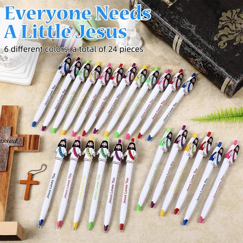📚Back-to-School Offer✝️Jesus Figures Pen Bible Verse Ballpoint Pen🖊️ with Inspirational Quotes