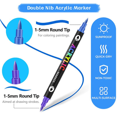 🎉🔥49%OFF - Dual Tip Acrylic Paint Pen Marker - 24/48/72 Colours