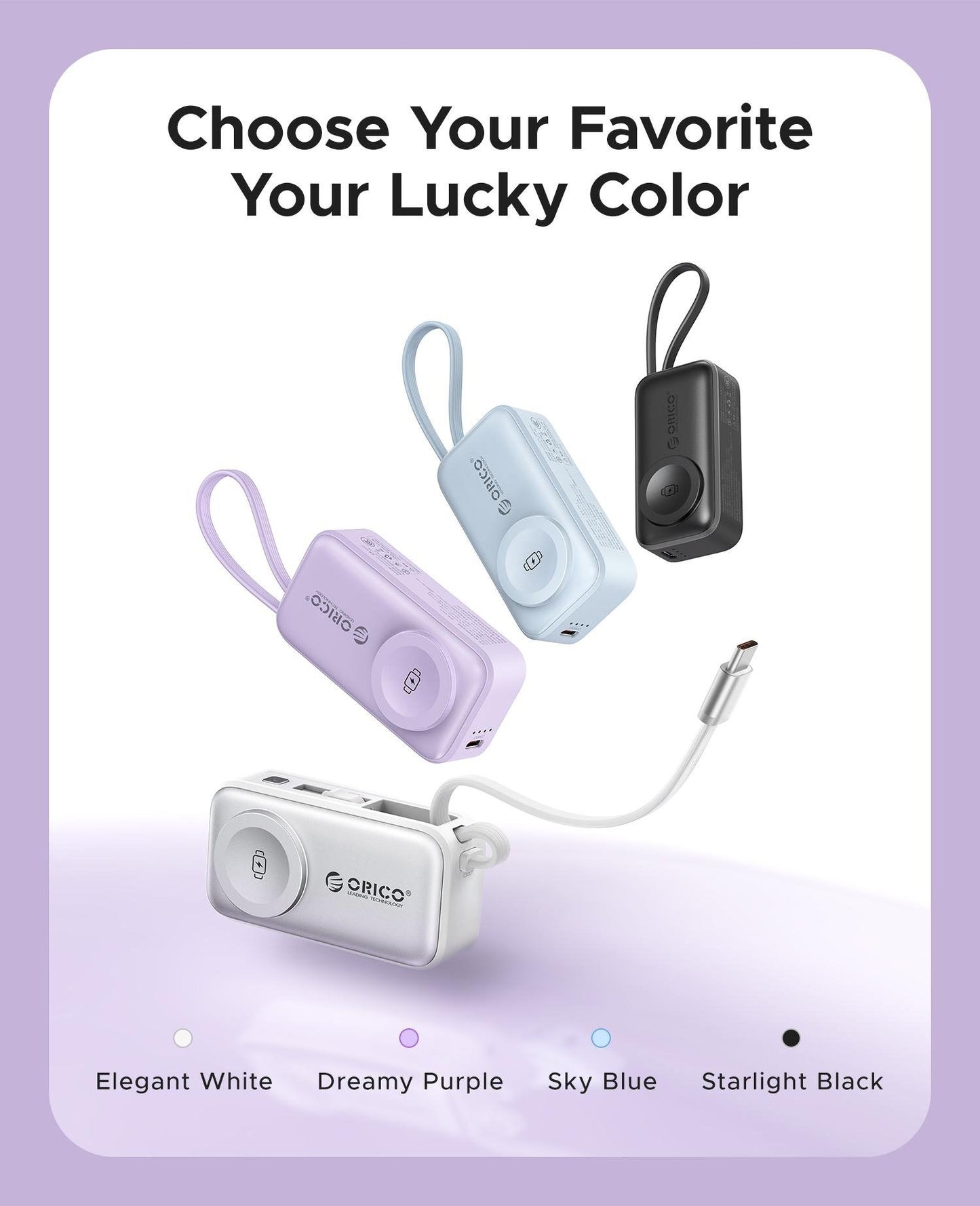⚡4-in-1 Folding Chargeable Portable Power Bank with Integrated Cable, Apple Watch Wireless Charging