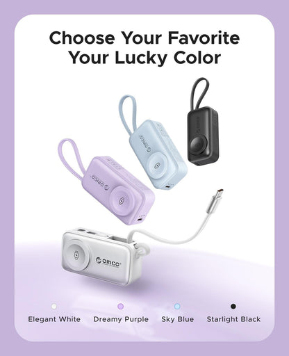 ⚡4-in-1 Folding Chargeable Portable Power Bank with Integrated Cable, Apple Watch Wireless Charging
