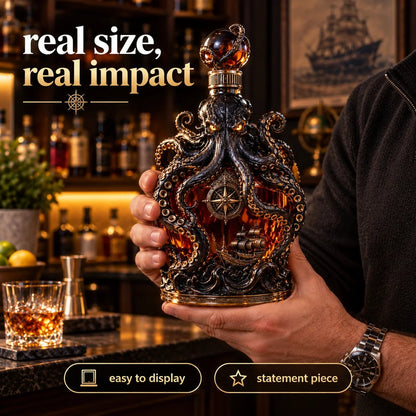🐙 Dark Abyss Kraken Decanter | Sculpted Nautical Collector Bottle