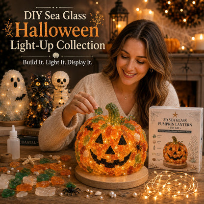 ⏳ Last Day 49% OFF – 🎃 Beginner-Friendly DIY Lighted Sea Glass Halloween Character Kit Collection | Complete Kit with Sea Glass Pieces, LED Lights & Step-by-Step Guide Included 💕