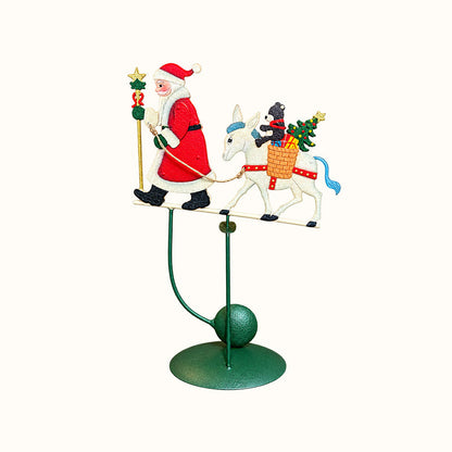 Wobbly Santa on Reindeer Christmas Figurine