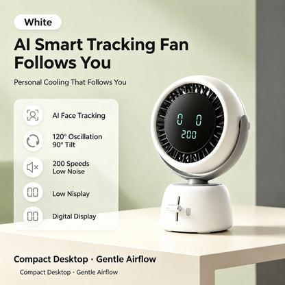 AI Face-Tracking Desktop Fan – Energy-Efficient Cooling