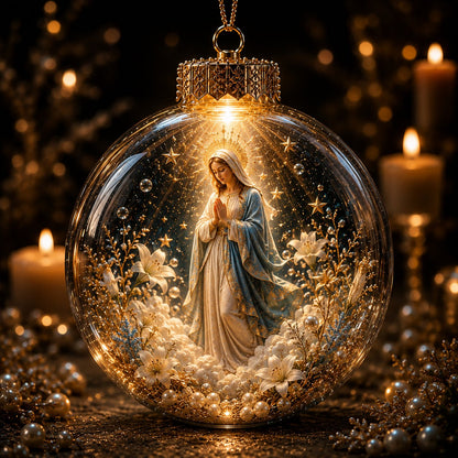 ⏳ Last Day 49% OFF – ✝️ Illuminated 3D Christian Faith Ornament Collection | Clear Globe with Sacred Figures, Warm Golden Glow & 8 Meaningful Designs ✨
