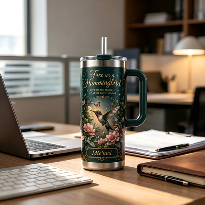 Personalized Free As A Hummingbird Tumbler 🐦🌺