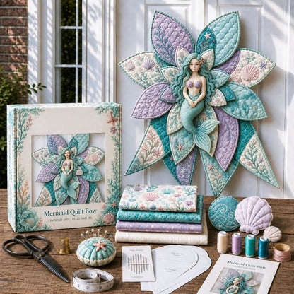 🔥LAST DAY 50% OFF - 🎀 Beginner-Friendly Oversized Quilted Bow Sewing Kit | Coordinated Printed Fabrics, Batting, Pre-Designed Templates & Complete Supplies for a 3D Statement Bow ✨