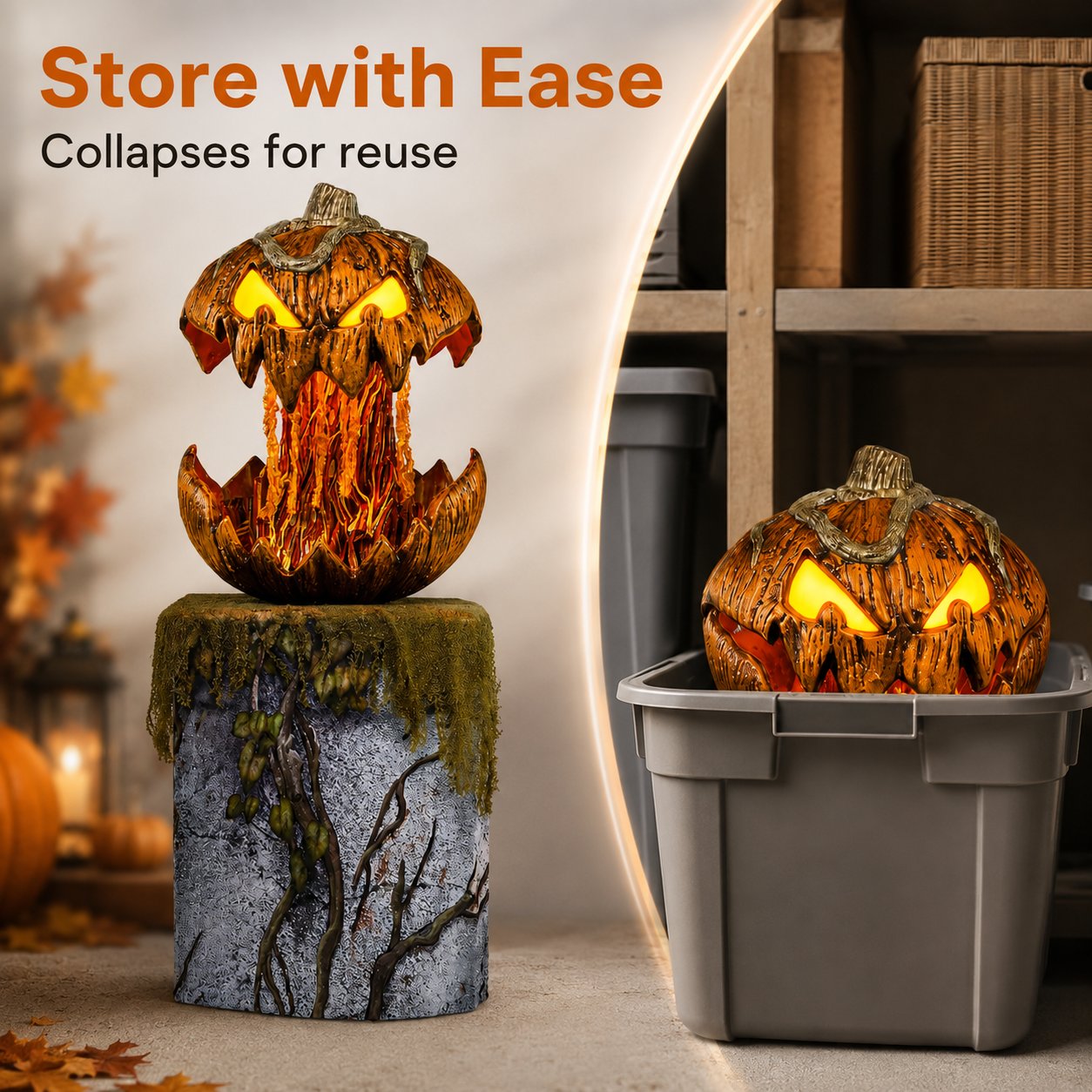 🎃 Bone‑Chilling Pop‑Open Pumpkin Light for Spooky Halloween Vibe
