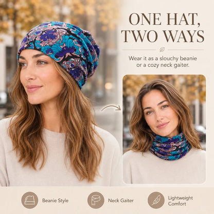 🔥HOT SALE🔥Boho Floral Slouchy Beanie for Women Lightweight Soft Stretchy Hat