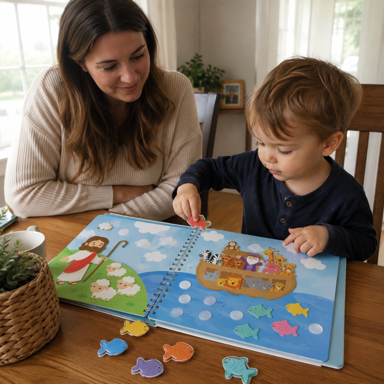 ✝️ Bible Busy Book for Toddlers | Montessori Christian Quiet Book with 152 Velcro Pieces & 15 Faith Activities