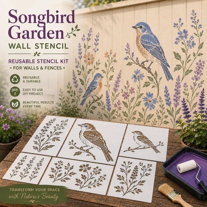 🔥LAST DAY 50% OFF - 🌿 Garden Wall StencilTM – Reusable DIY Kit for Walls, Fences & Patios