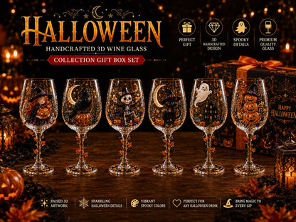 ⏳ Last Day 49% OFF – 🎃 3D Halloween Sculpted Glass Collection | Premium Clear Glass with Raised Spooky Characters, Glossy Seasonal Details & 6 Collectible Designs ✨