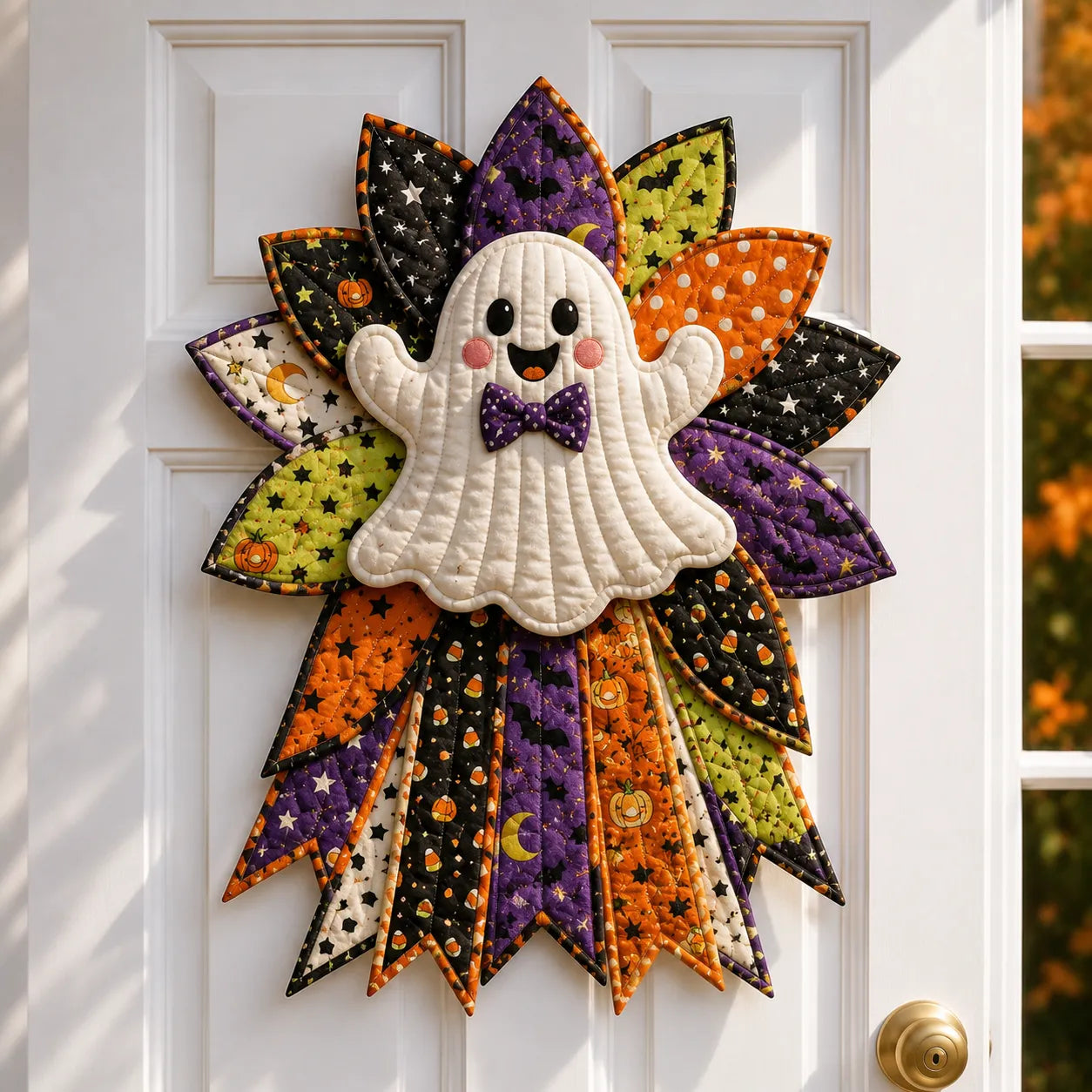 🎉 Holiday Celebration 50% OFF - 🎃DIY Quilted Halloween Pumpkin Door Hanger Sewing Kit | Make Oversized Seasonal Front Door Decor