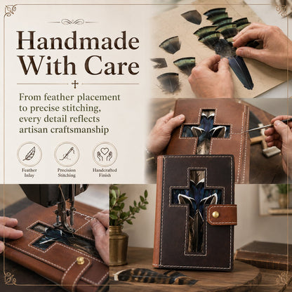 Mallard Feather Leather Bible Cover