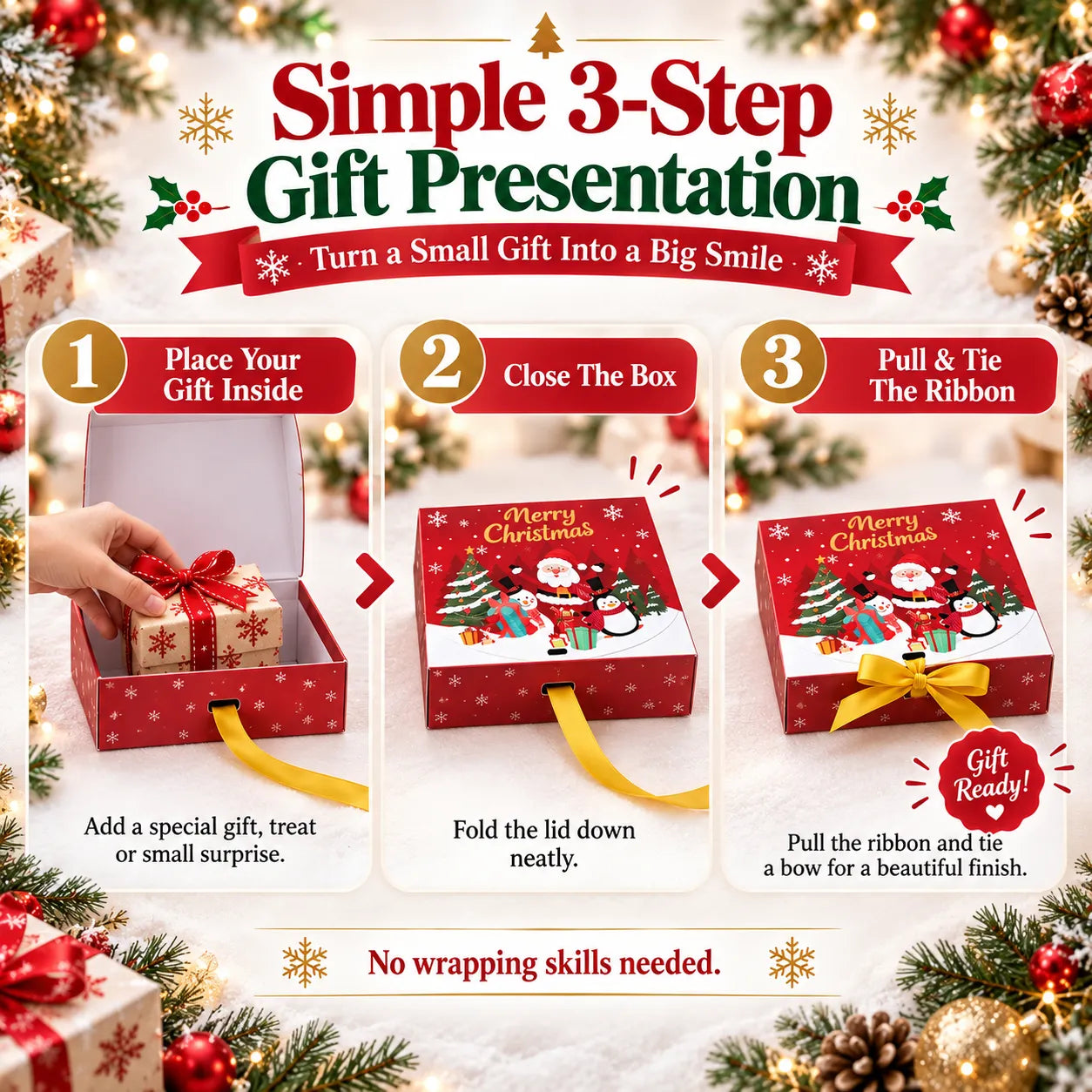 🎄 Christmas Gift Boxes With Ribbon 🎁