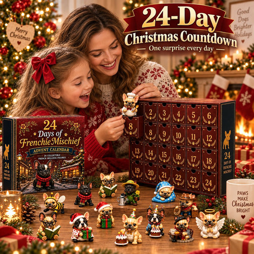 24 Days of Frenchie Mischief Advent Calendar 2026 – 24 Unique French Bulldog Collectible Figurines, Christmas Countdown Gift for Frenchie Lovers