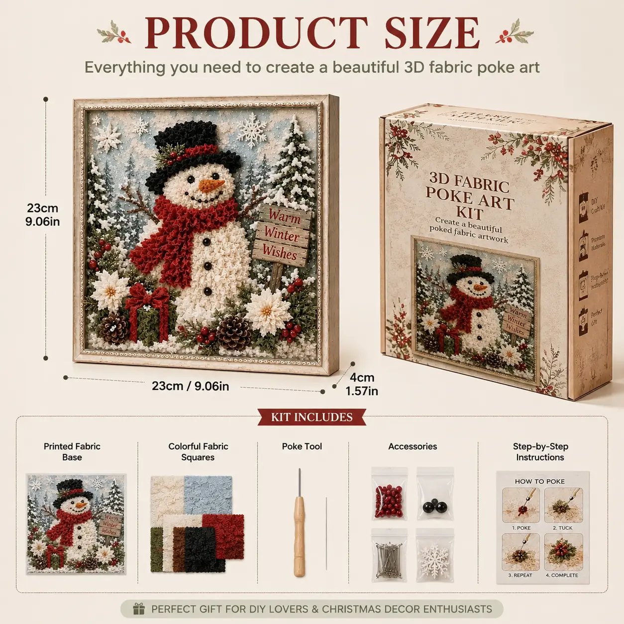 🔥2026 HOT SALE 49% OFF 💥🎄 3D Christmas Fabric Poke Art DIY Craft Kit