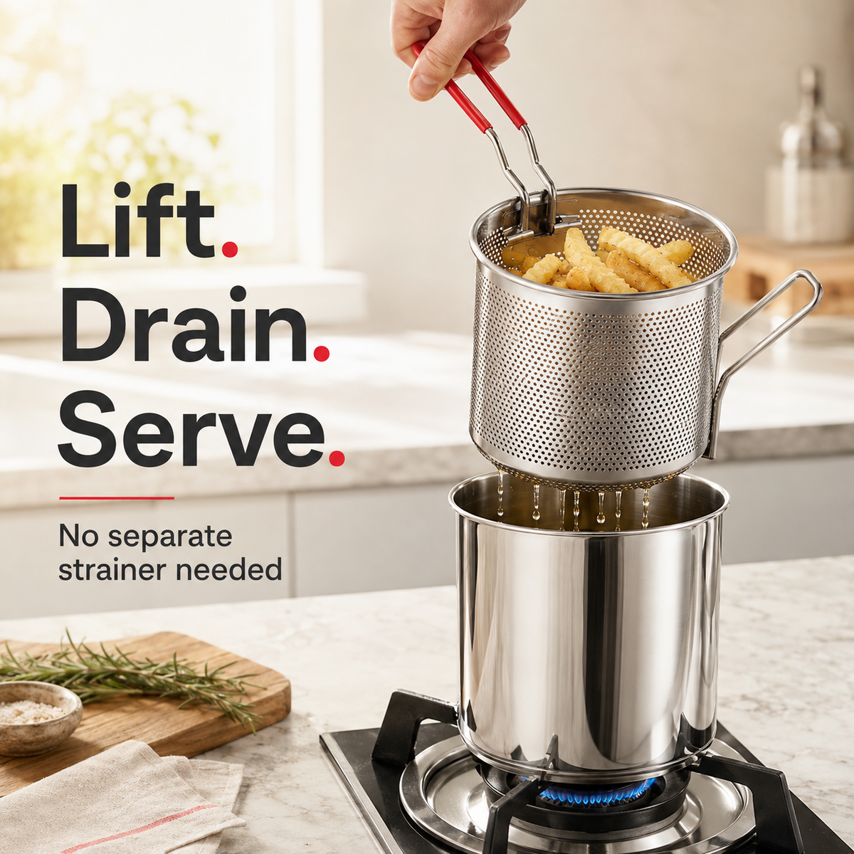 🍗🍗Personal Mini Deep Fryer Set – Stainless Steel Pot with Lift-Out Draining Basket & Food