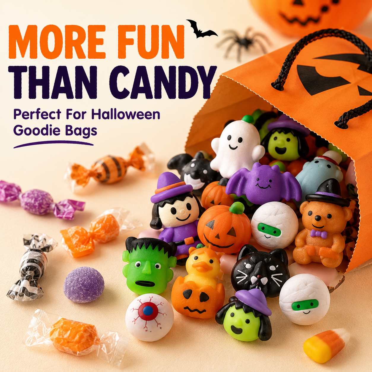 🎃 100PCS Halloween Mochi Squishy Toys – Cute Sensory Party Favors & Goodie Bag Fillers✨