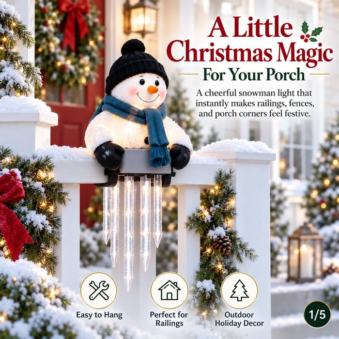 ☃️ WinterGlow Snowman Icicle Light Decor