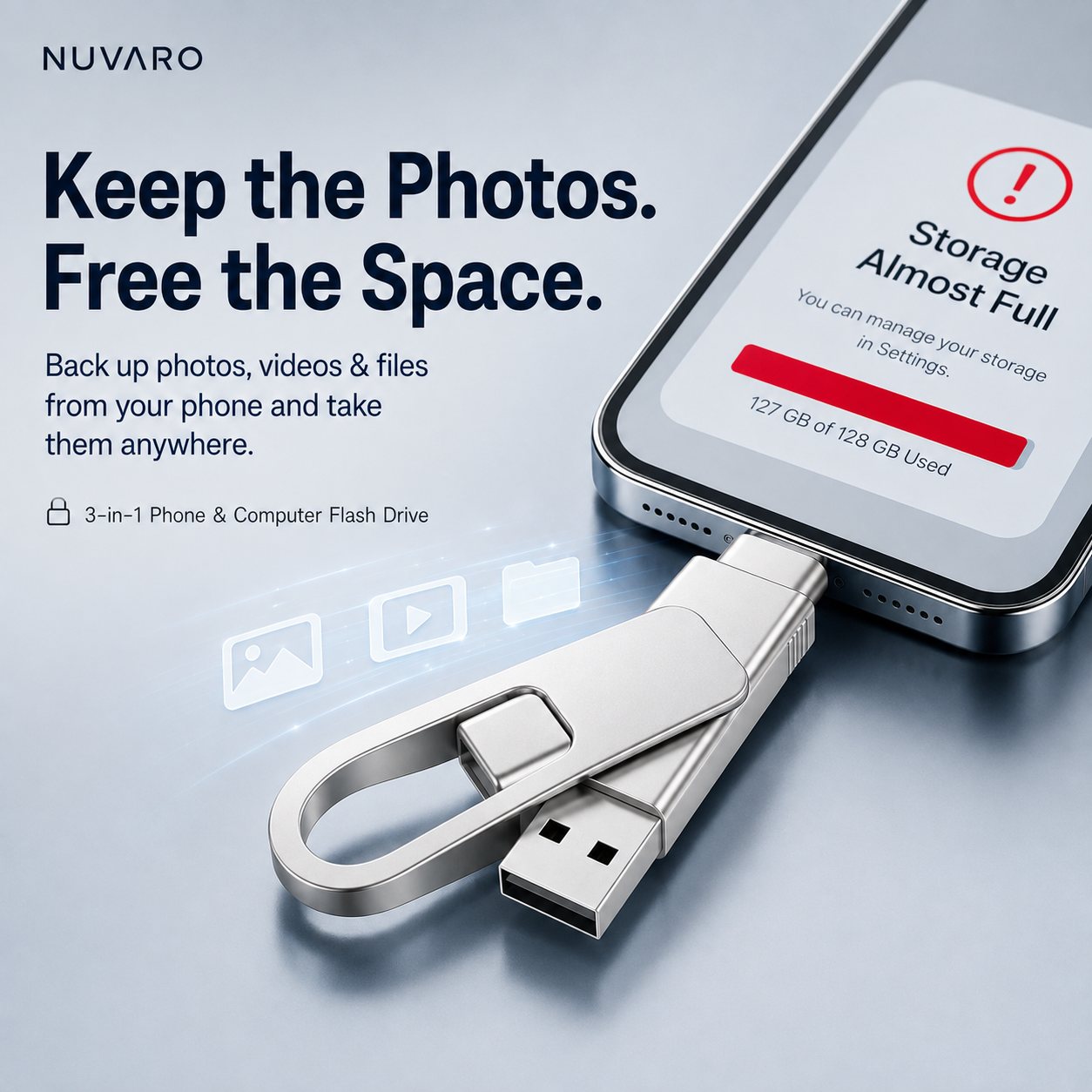 📱 3-in-1 Phone & Computer Flash Drive – Fast Photo & File Transfer
