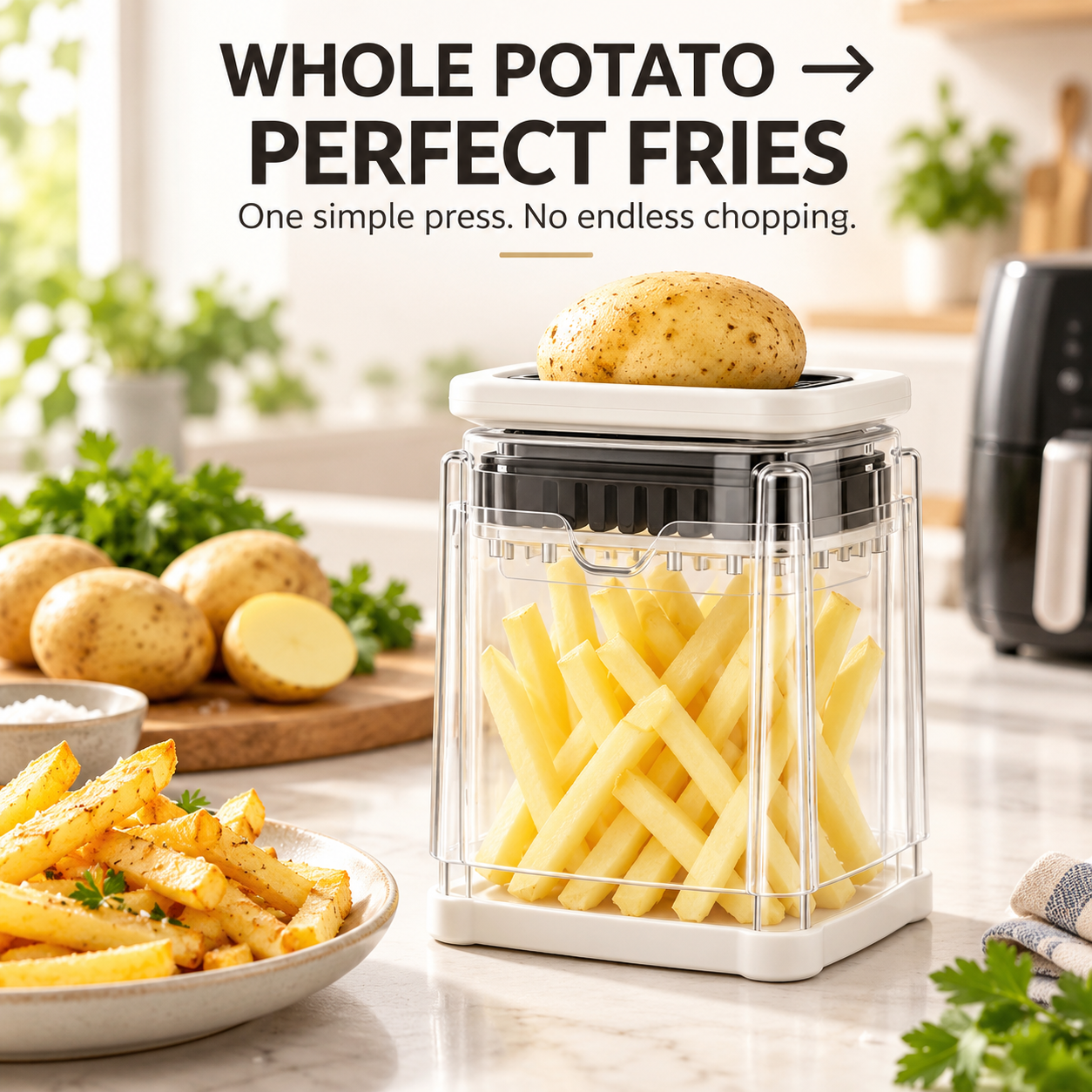 🍟 3-in-1 French Fry & Vegetable Cutter – Fast, Easy & Air Fryer Ready