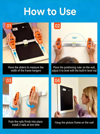 Precision Picture Hanging Level Tool & Wall Decor Positioning Kit