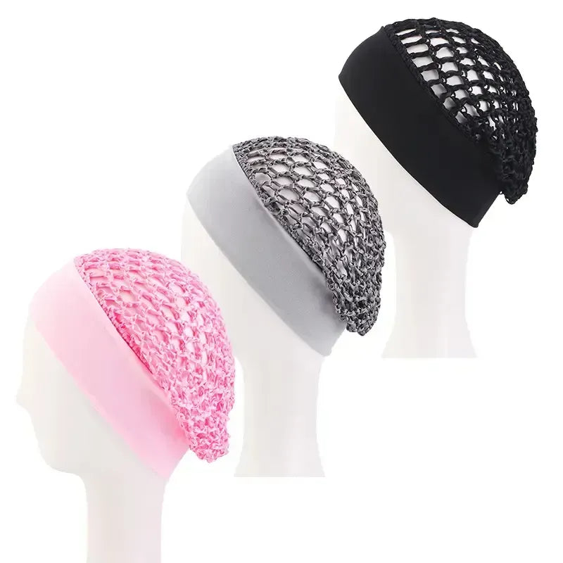🌹🌙 3-Piece Stretchy Wide-Edge Sleeping Cap Set