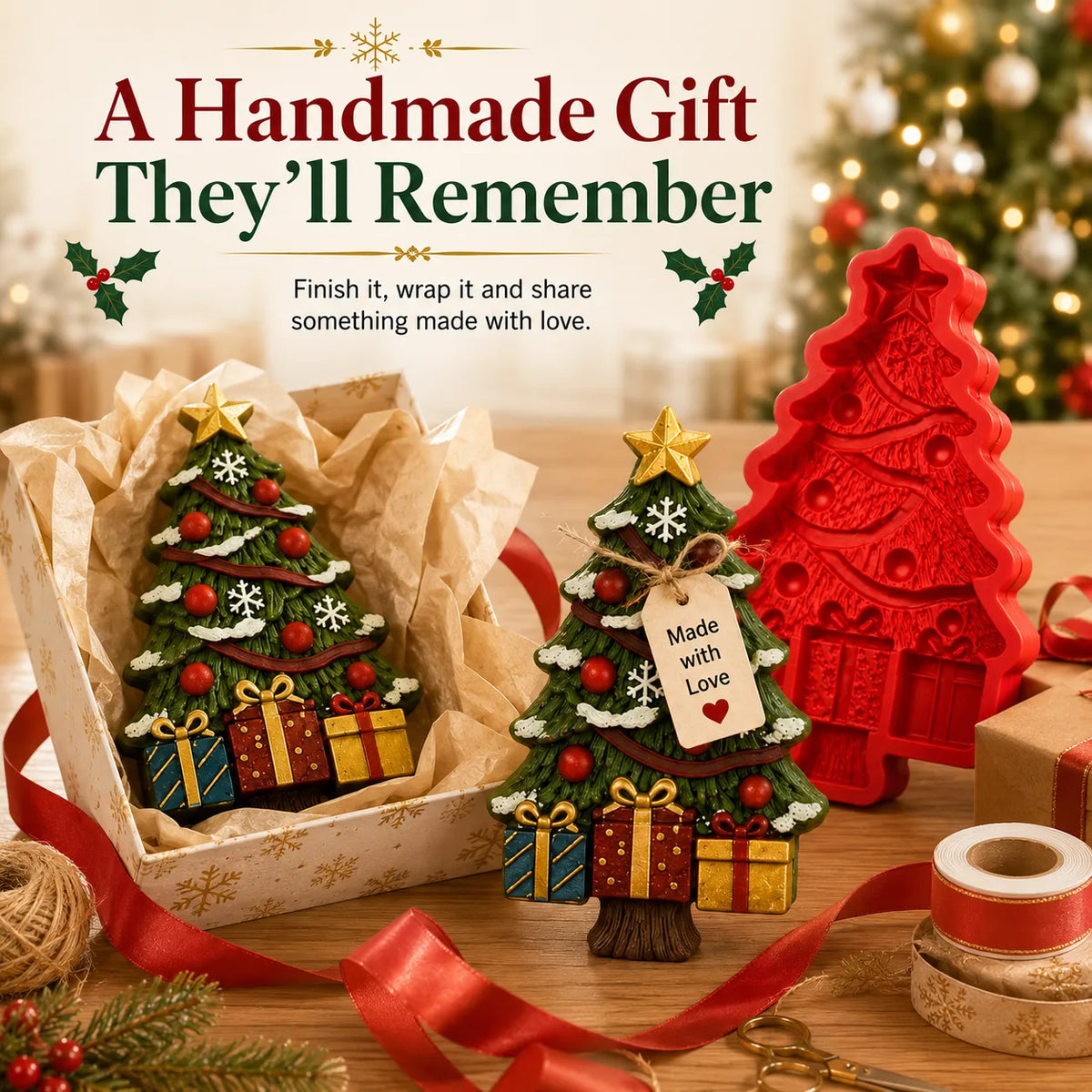 ⏳ Last Day 49% OFF – 🎄Reusable Christmas Tree DIY Casting Mold | Detailed Dimensional Design with Star, Layered Branches, Ornaments, Snowflakes & Gift Box Accents ✨