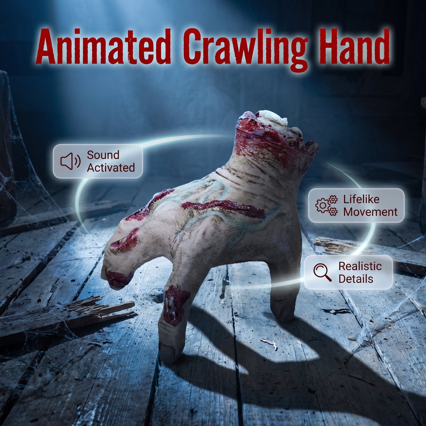 👁️ Realistic Crawling Hand Halloween Animated Prop