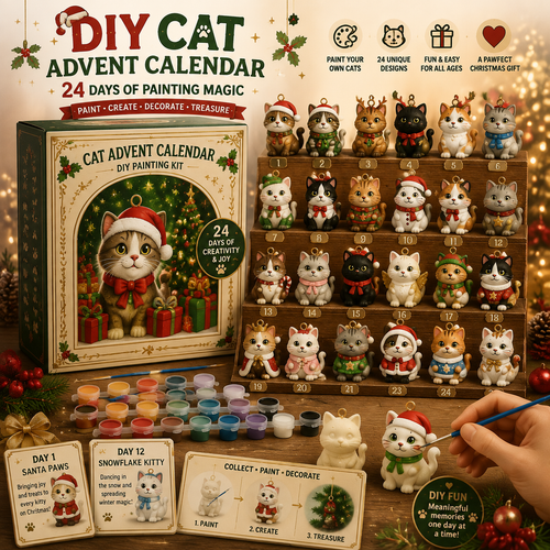 🐱 DIY Cat Advent Calendar 2026 – 24 Days of Painting Magic, Create Your Own Christmas Cat Ornaments