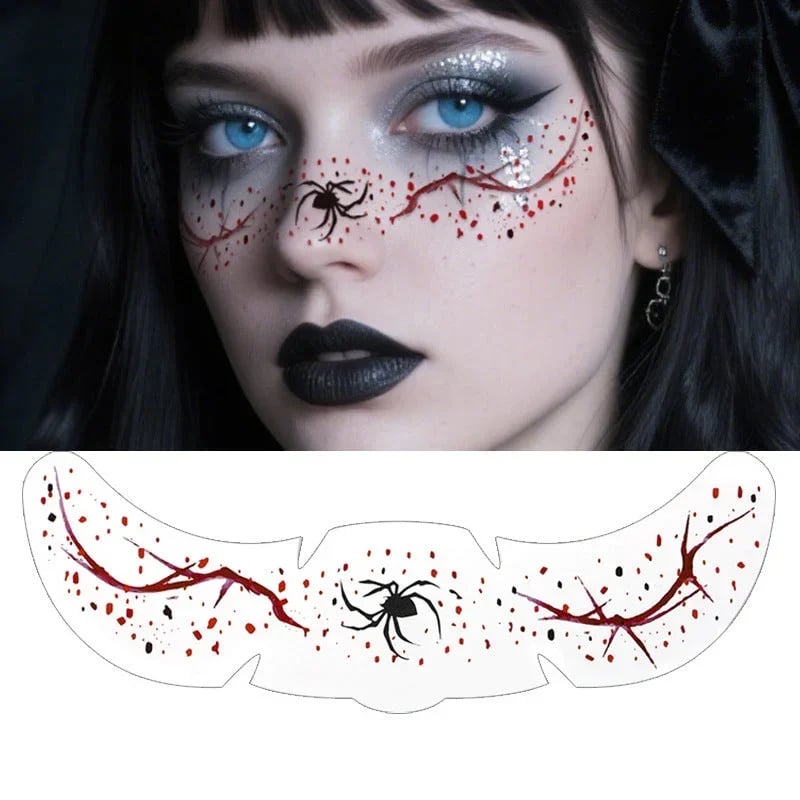 🎃👻 Halloween Water-Transfer Face Tattoos — Create a Spooky Look in Seconds, No Messy Face Paint Needed! 🦇✨(Set of 3)